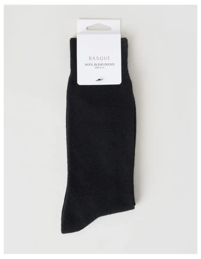 Basque Merino Wool Blend Socks in Black