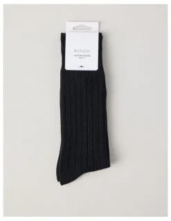 Basque Winter Rib Cotton Socks in Black