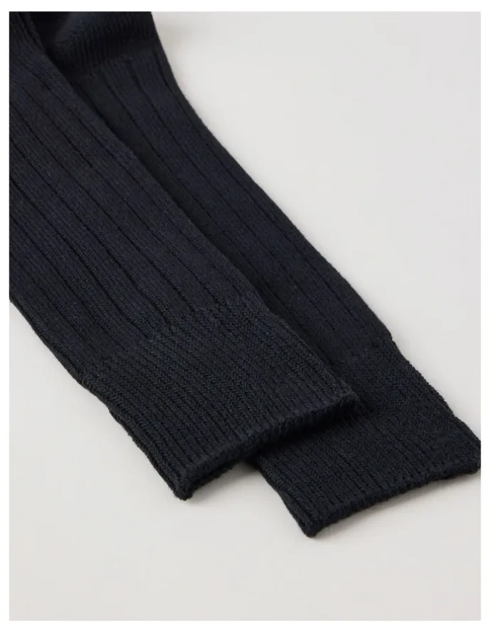 Basque Winter Rib Cotton Socks in Black
