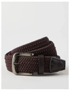 Basque Woven Casual Belt Brown With Brown Leather Trim Belt Brown