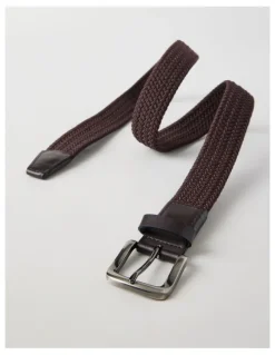 Basque Woven Casual Belt Brown With Brown Leather Trim Belt Brown