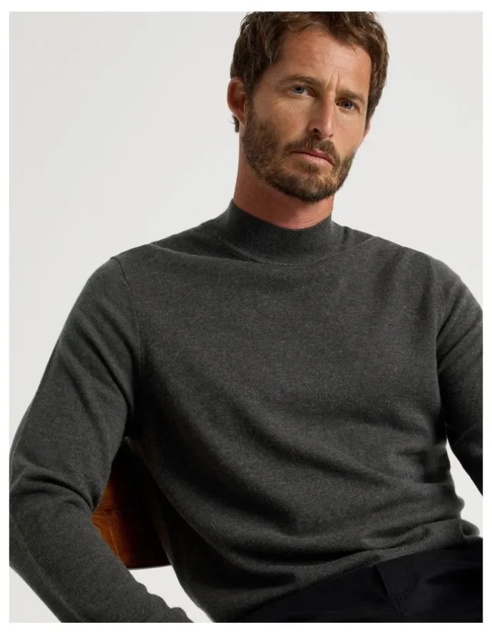 Basque Australian Merino Mock Neck in Charcoal
