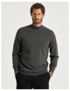 Basque Australian Merino Mock Neck in Charcoal