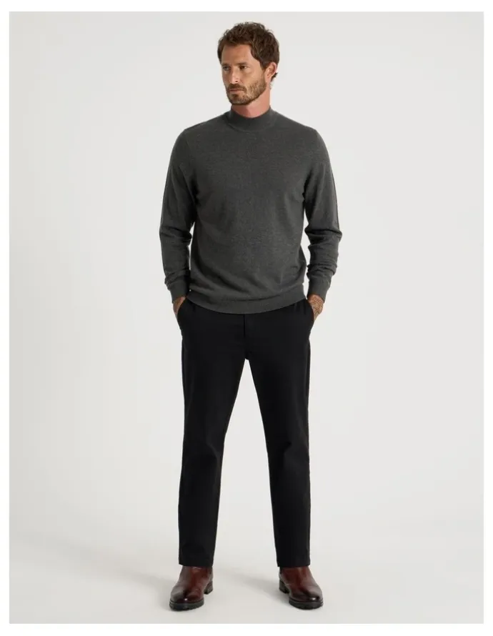 Basque Australian Merino Mock Neck in Charcoal