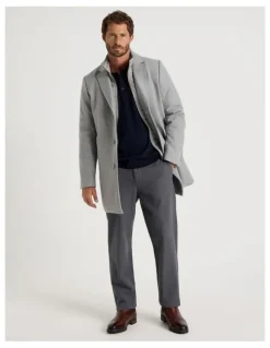 Basque Blazer Coat With Puffer Collar in Grey Marle