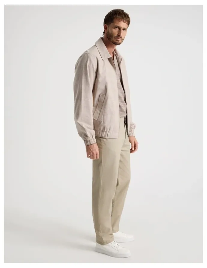 Basque Bomber in Sand and White Check Print