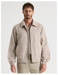 Basque Bomber in Sand and White Check Print