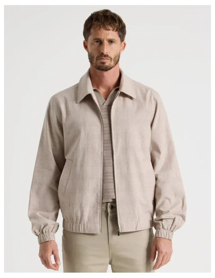 Basque Bomber in Sand and White Check Print