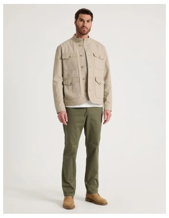 Basque Canvas Utility Field Jacket in Sand