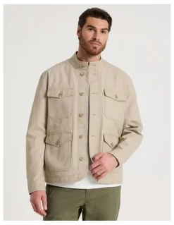 Basque Canvas Utility Field Jacket in Sand