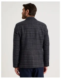 Basque Check Blazer in Navy