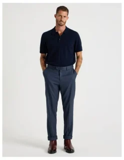 Basque Check Pants in Navy