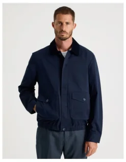 Basque Contrast Collar Jacket in Navy