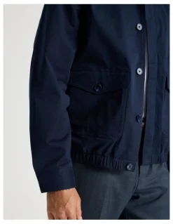 Basque Contrast Collar Jacket in Navy