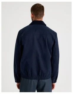 Basque Contrast Collar Jacket in Navy