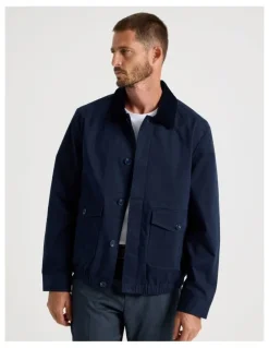 Basque Contrast Collar Jacket in Navy