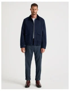 Basque Contrast Collar Jacket in Navy