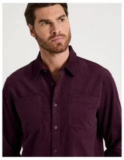 Basque Corduroy Shirt in Cherry