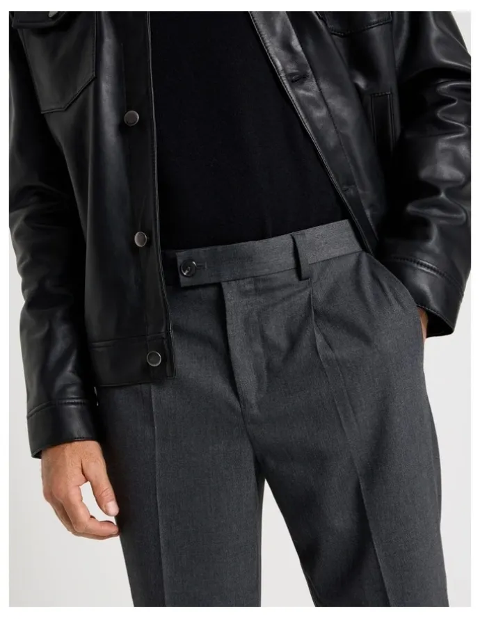 Basque Cuffed Pants in Grey Marle
