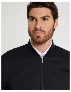 Basque Diamond Quilt Puffer Jacket in Black