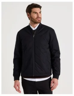 Basque Diamond Quilt Puffer Jacket in Black