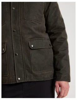 Basque Felt Detail Waxed Jacket in Brown