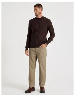 Basque Five Pocket Textured Pants in Taupe