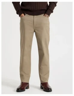 Basque Five Pocket Textured Pants in Taupe