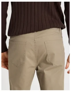 Basque Five Pocket Textured Pants in Taupe