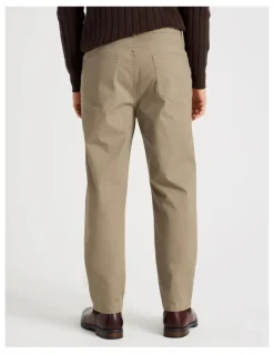 Basque Five Pocket Textured Pants in Taupe