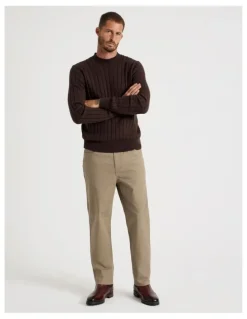 Basque Five Pocket Textured Pants in Taupe