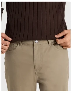 Basque Five Pocket Textured Pants in Taupe