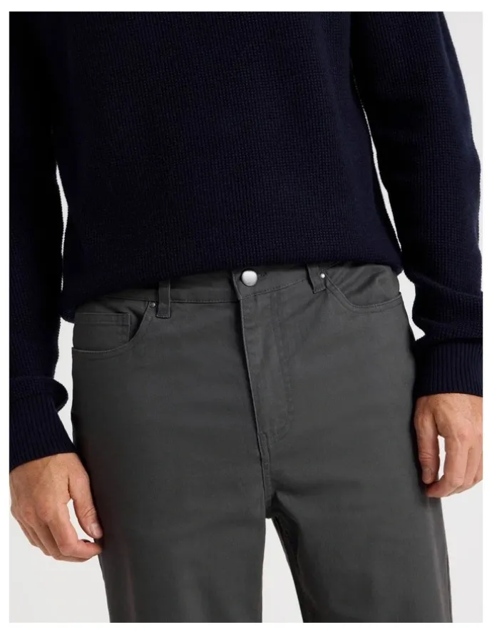 Basque Five Pocket Textured Pants in Charcoal
