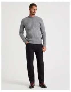 Basque Five Pocket Textured Pants in Black