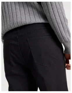 Basque Five Pocket Textured Pants in Black