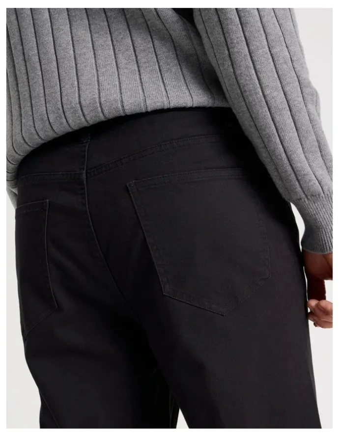 Basque Five Pocket Textured Pants in Black