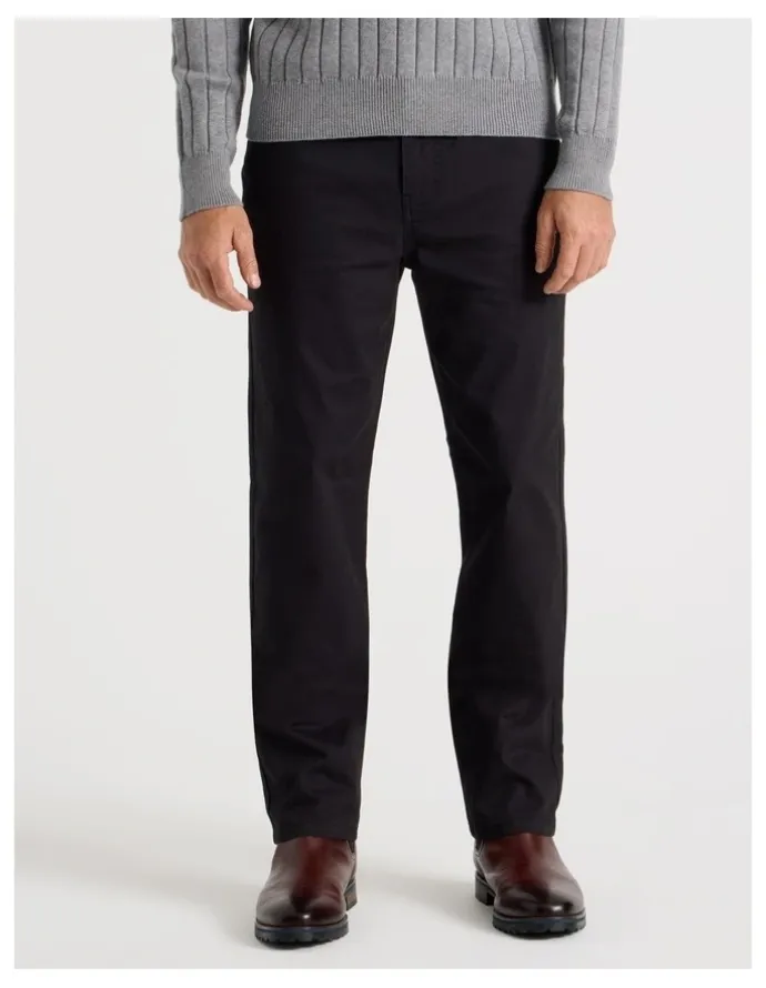 Basque Five Pocket Textured Pants in Black