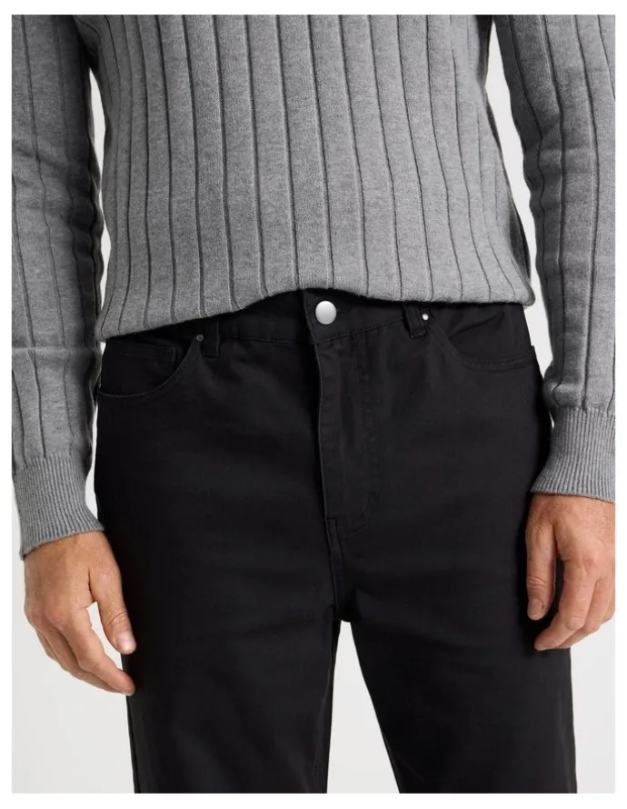 Basque Five Pocket Textured Pants in Black