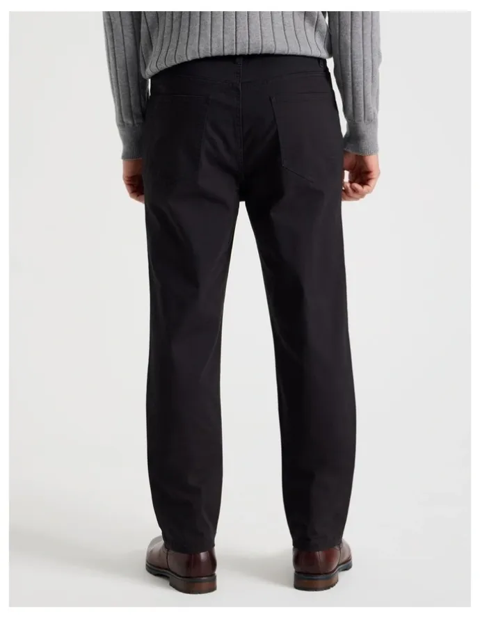 Basque Five Pocket Textured Pants in Black