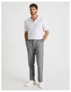 Basque Horizontal Knit Polo in White