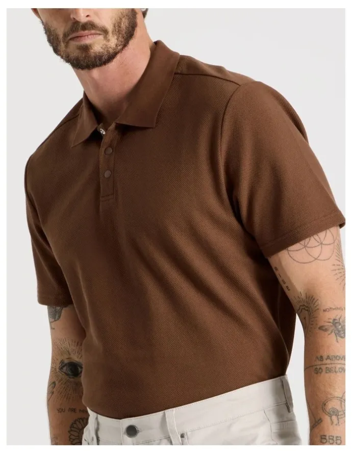 Basque Jersey Short Sleeve Polo in Brown