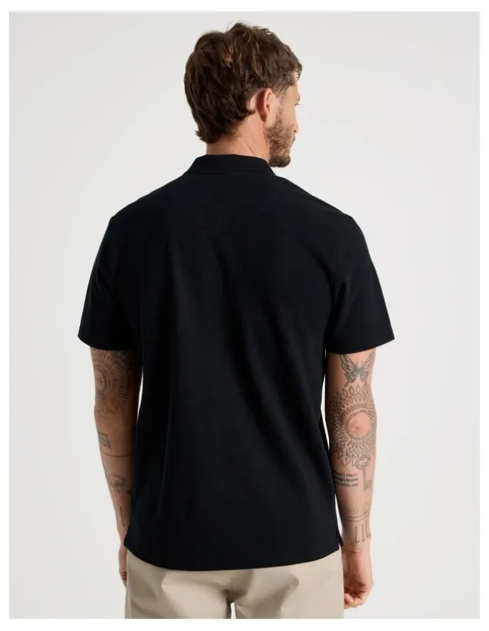 Basque Jersey Short Sleeve Polo in Jet Black
