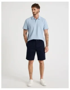 Basque Jersey Short Sleeve Polo in Light Blue
