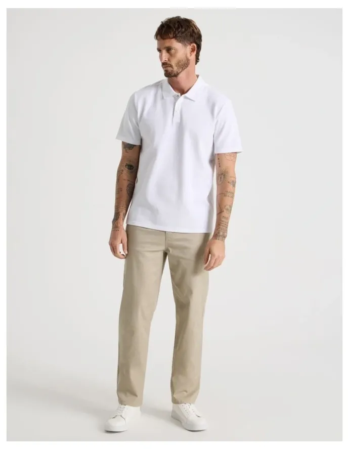 Basque Jersey Short Sleeve Polo in White