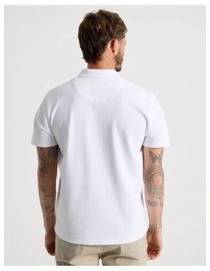 Basque Jersey Short Sleeve Polo in White