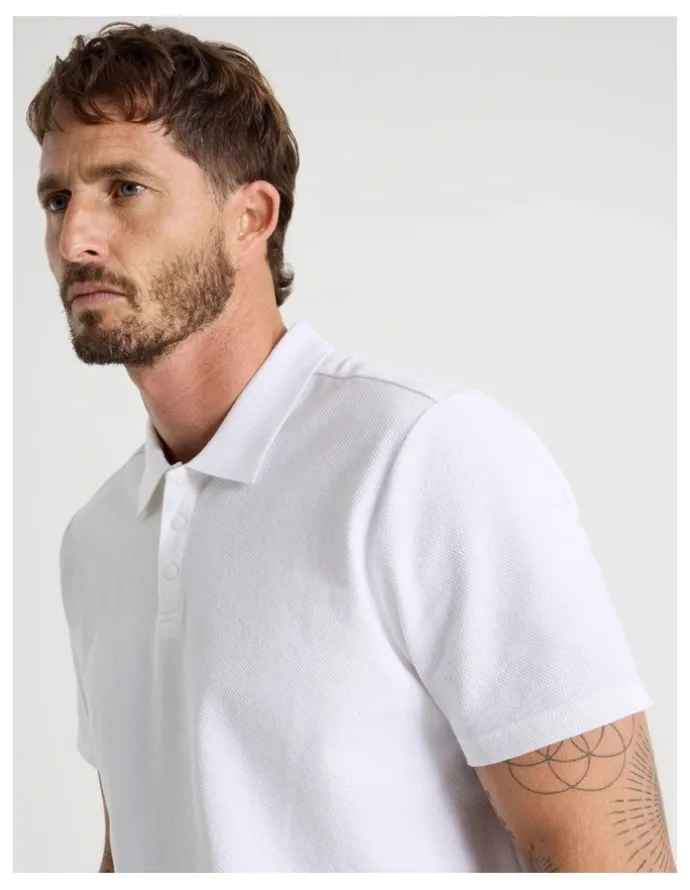 Basque Jersey Short Sleeve Polo in White