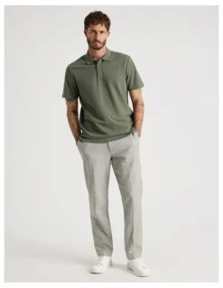Basque Jersey Short Sleeve Polo in Olive