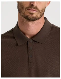 Basque Jersey Short Sleeve Polo Chocolate