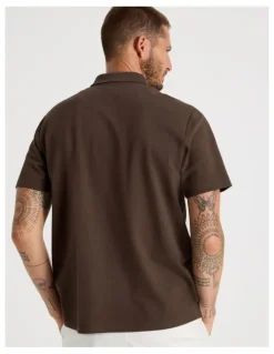 Basque Jersey Short Sleeve Polo Chocolate