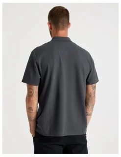 Basque Jersey Short Sleeve Polo in Charcoal